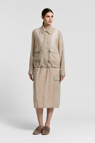 Technical mixed-cupro fabric jacket