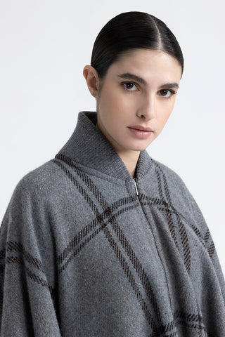 Wool, cashmere and lurex blend poncho