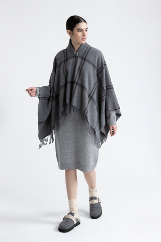 Wool, cashmere and lurex blend poncho