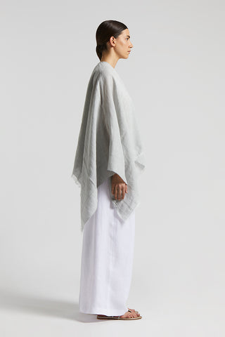 Poncho in organic cotton melange and linen