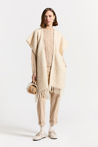 Alpaca, wool and sequinned bouclé cape