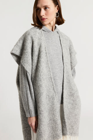 Alpaca, wool and sequinned bouclé cape
