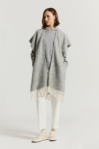 Alpaca, wool and sequinned bouclé cape