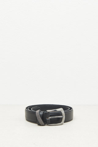 Real grained leather belt with Punto Luce trim