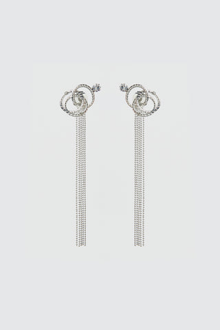 Long metal earrings with rings