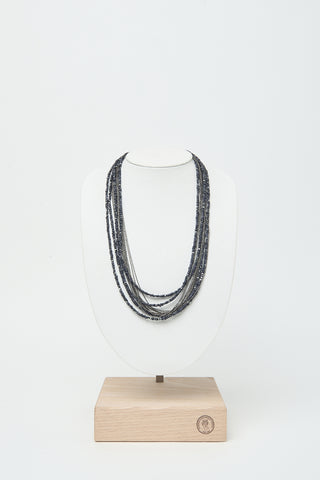 Glass micro-bead and crystal necklace