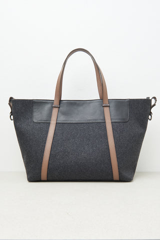 Felt, real leather and Punto Luce trim tote bag