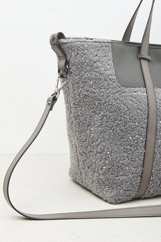 Eco-leather tote bag with sequins and Punto Luce trim