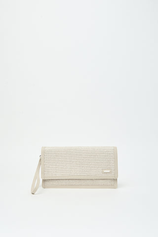 Woven straw clutch