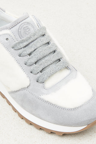 Real leather and eco-fur sneakers