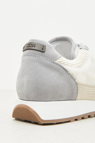 Real leather and eco-fur sneakers