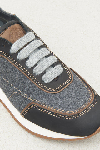 Real leather, felt and wool sneakers