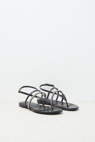 Flat leather thong sandal with highlight detail