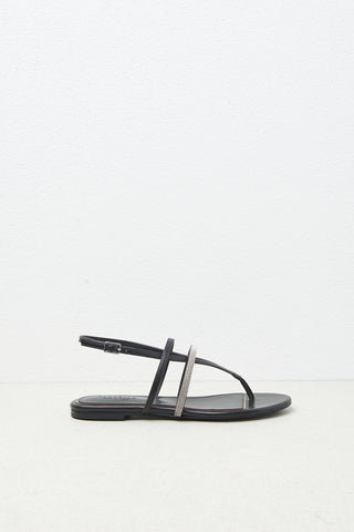 Flat leather thong sandal with highlight detail