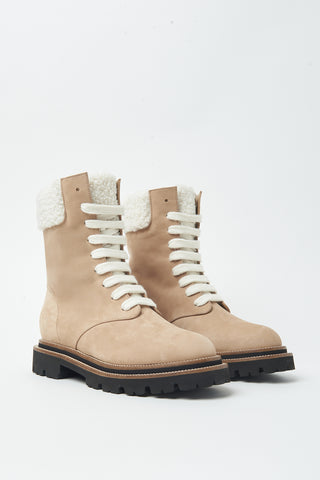 Nubuck leather combat boots