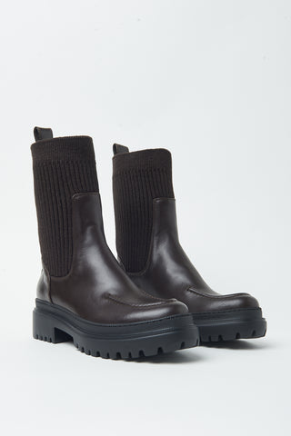 Knitwear and leather boots
