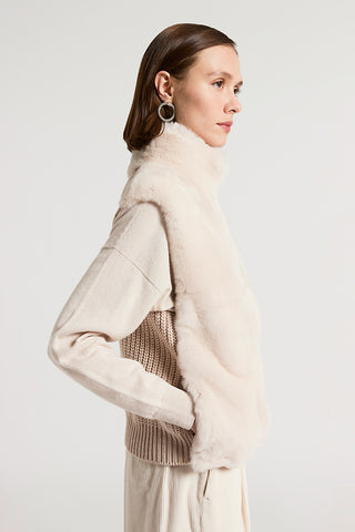 Wool, cashmere and rex lapin fur vest