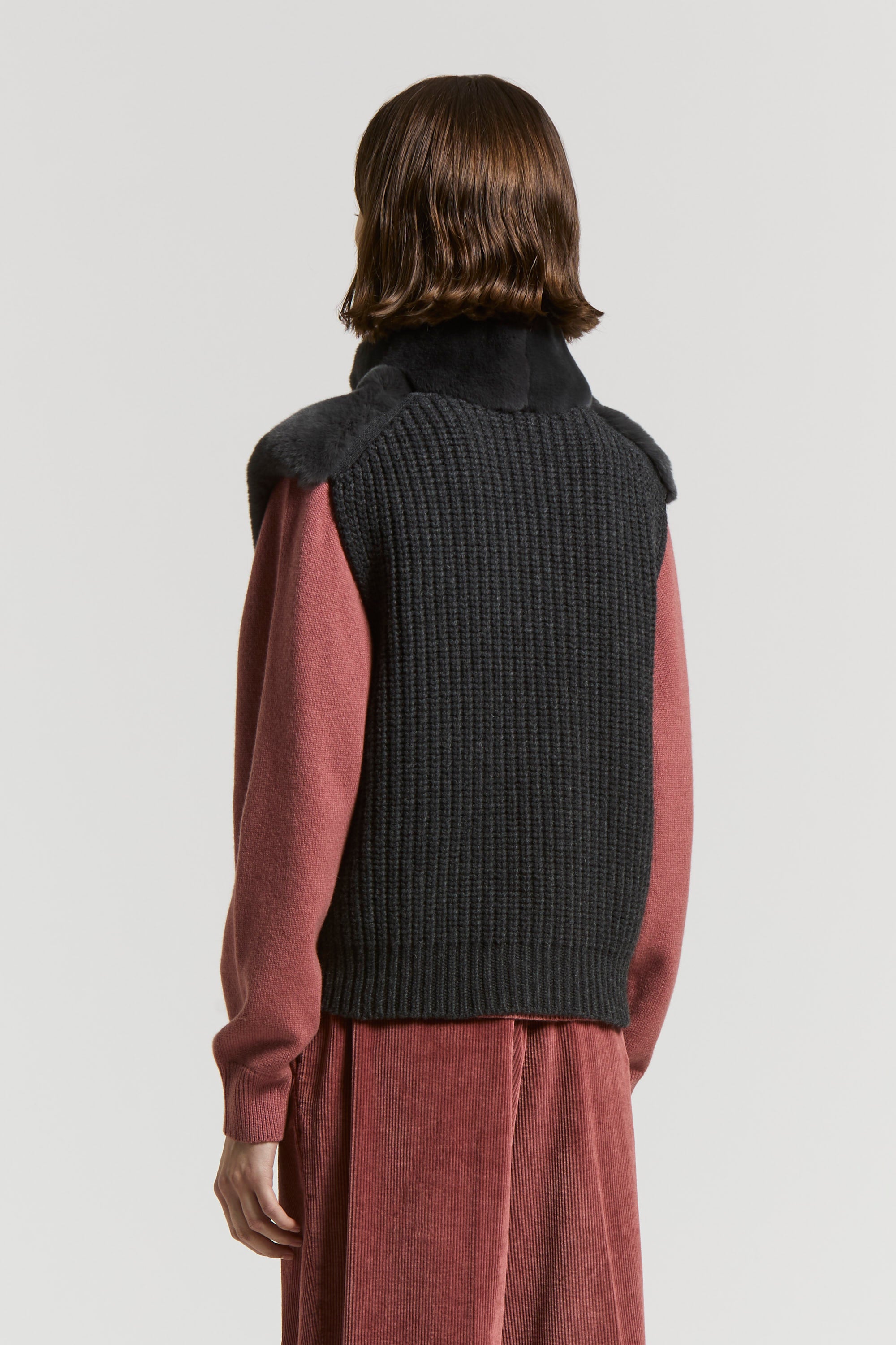 Wool, cashmere and rex lapin fur vest | Peserico US