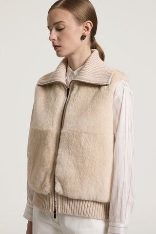 Rex lapin fur and wool, silk and cashmere vest 2 / 3