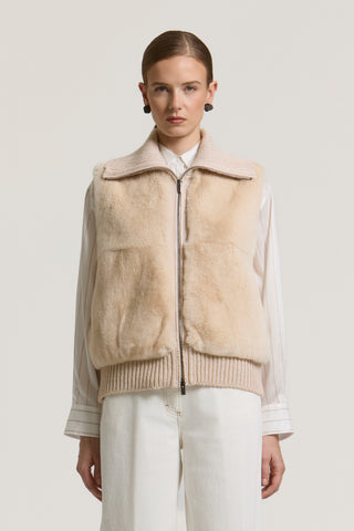 Rex lapin fur and wool, silk and cashmere vest 1 / 3