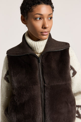 Rex lapin fur and wool, silk and cashmere vest