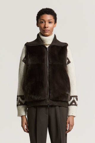 Rex lapin fur and wool, silk and cashmere vest