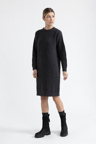 Wool, silk, cashmere and lurex midi dress