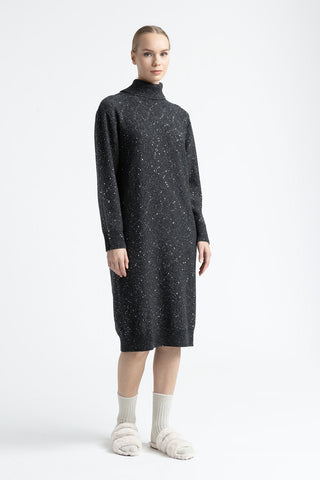 Wool, silk, cashmere dress with sequins