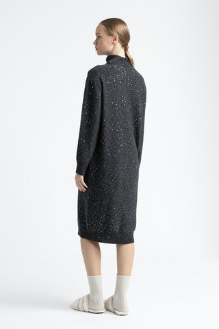 Wool, silk, cashmere dress with sequins