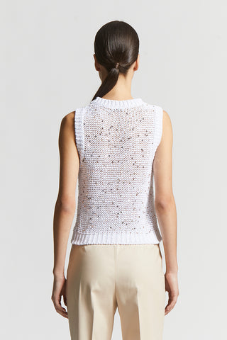 Cotton webbing top with sequins