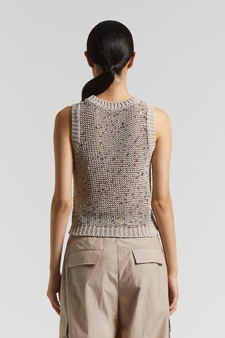 Cotton webbing top with sequins