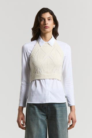 Alpaca, wool and cotton mouliné yarn top