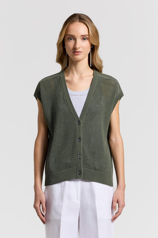 Pure linen yarn cardigan