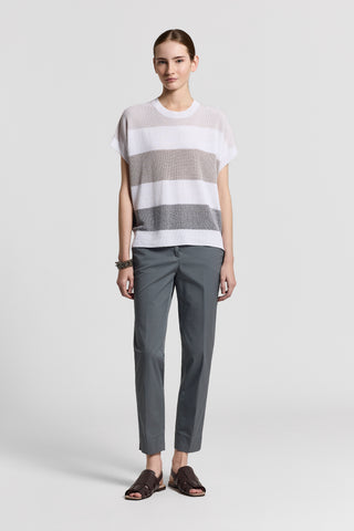 Cotton/linen short-sleeved sweater