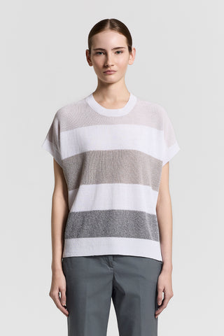 Cotton/linen short-sleeved sweater