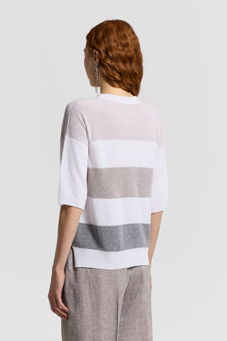 Sequined cotton/linen crepe sweater