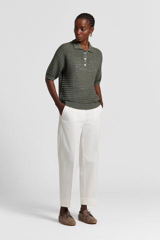 Sequined pure cotton polo shirt
