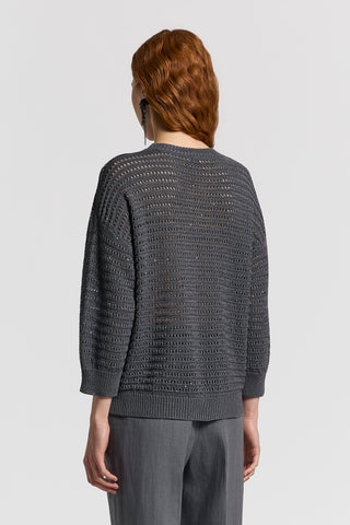 Sequined pure cotton yarn sweater