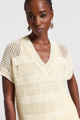 Pure cotton V-neck sweater