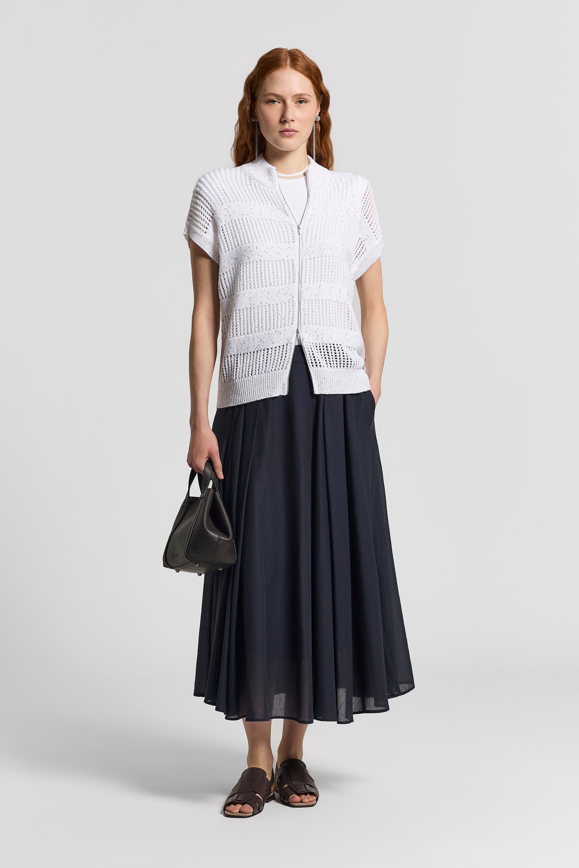 Pure cotton voile midi skirt | Peserico US