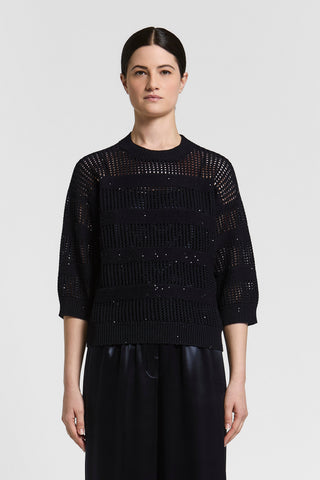 Sequined pure cotton sweater