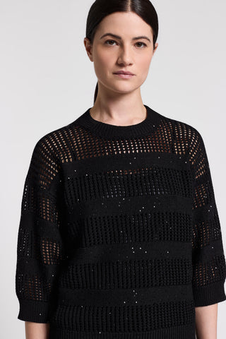Sequined pure cotton sweater