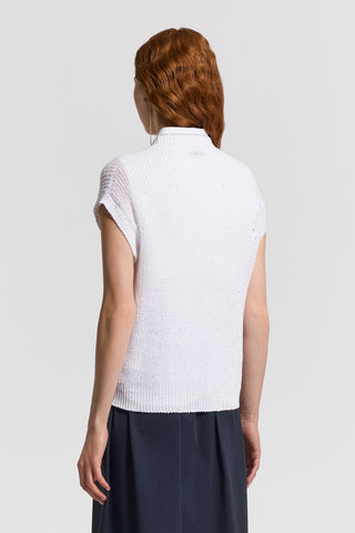 Sequined linen mouliné cardigan