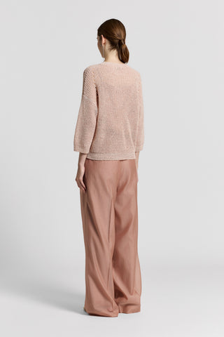 Long-sleeved linen sweater with sequins