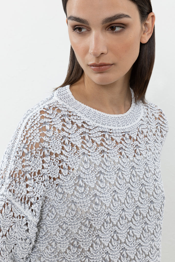 J.Jill Crochet look, Open knit cream colored long sleeve sweater