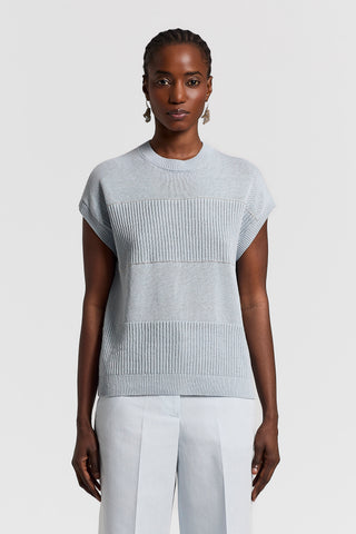 Cotton/linen short-sleeved sweater