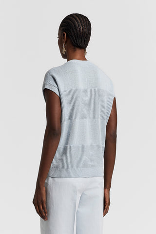 Cotton/linen short-sleeved sweater