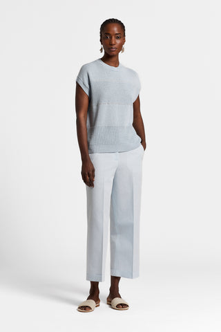 Cotton/linen short-sleeved sweater