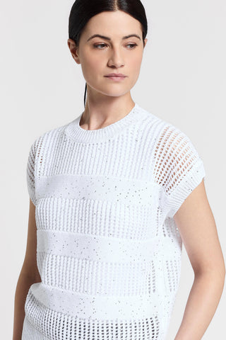 Sequined pure cotton sweater