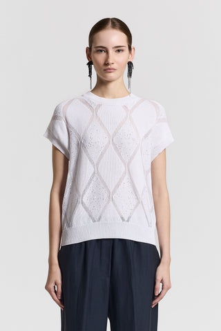 Sequined pure cotton sweater